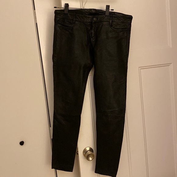 Pantalon Cuir All Saints - Taille W26, Coupe Skinny, Couleur Noir, Occasion Très Bon état